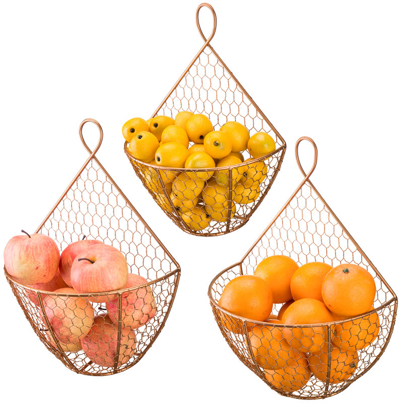 Gracie Oaks Wall Hanging Metal Basket Set Wayfair